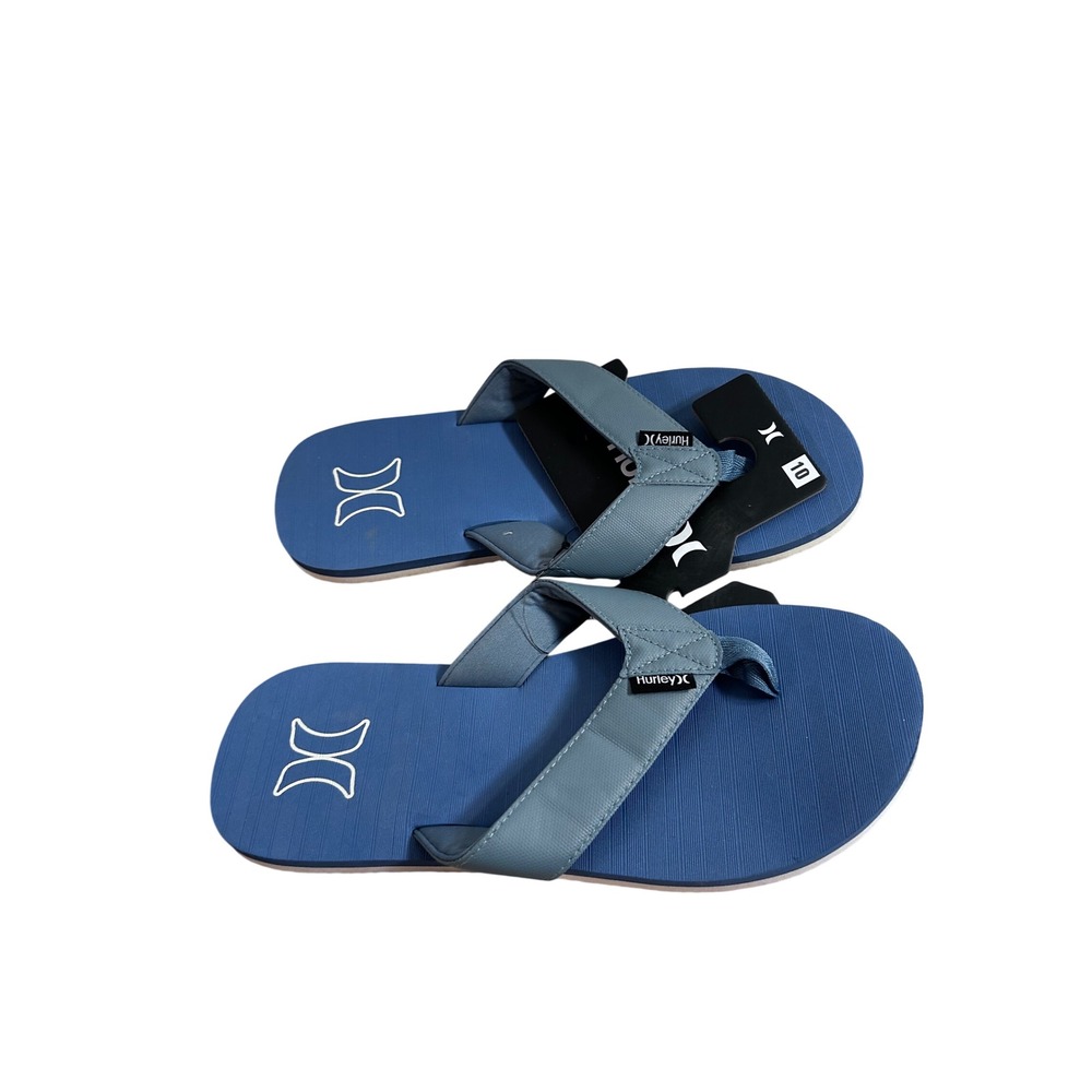 Hurley Flip Flop Sandals Size 10 Blue Synthetic Thong Strap Mens